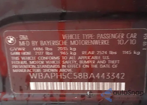 2011 BMW 328I from USA, damaged, VIN WBAPH5C58BA443342